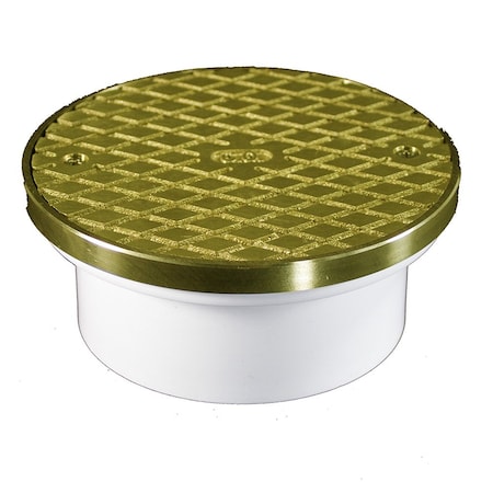 Jones Stephens 3in. x 4in. PVC General Purpose Access Fitting with 5in. Polished Brass Cover with Ring C60064